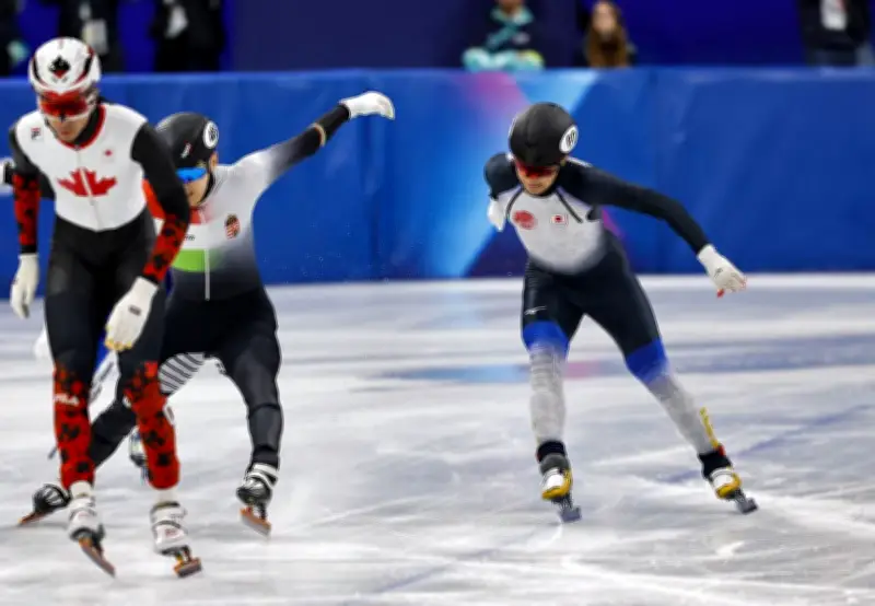 ショートトラック男子1000m準々決勝、吉永一貴選手が4着で敗退 女子500mも金井莉佳選手が3着