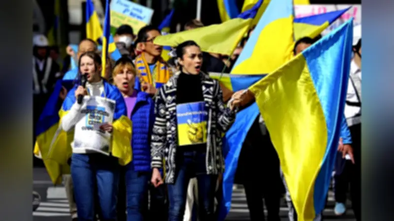 ウクライナ侵略4年を前に名古屋で平和祈り行進、避難民ら150人が戦争反対訴え