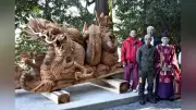 倒れた千年のご神木が龍の彫刻に生まれ変わり、宮崎の神社に奉納される