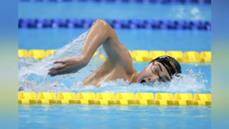 今福和志が800m自由形で日本新記録を樹立、悔しげな表情で「もう少し、いけたかな」と語る