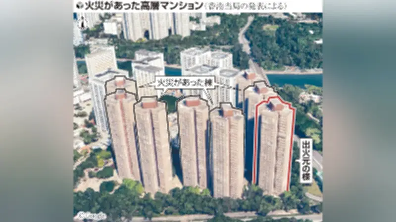 香港マンション火災、たばこの吸い殻が原因か 監視カメラに作業員喫煙、住民苦情も当局対処せず