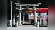 鉄道が鳥居の間を走る珍しい光景 福岡・みやこ町の神社で明治時代の線路が今も