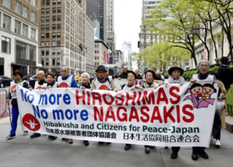 米国で被爆者「ノーモア」と叫び国連近く行進、核廃絶訴え世界に発信