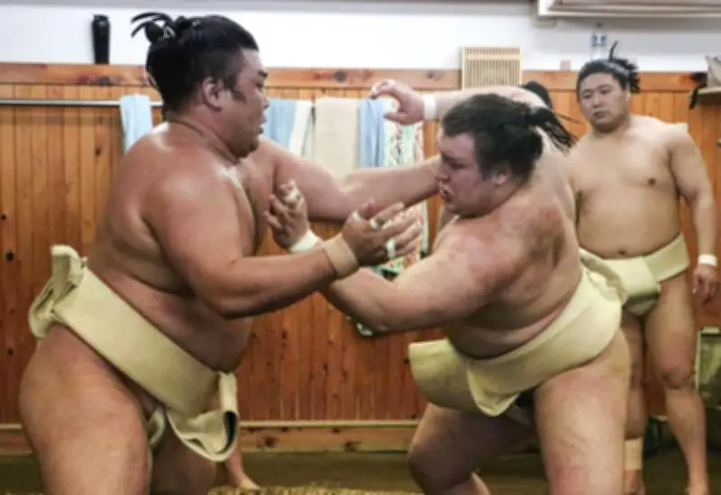 安青錦と霧島が稽古で２勝２敗、少ない番数も激しい攻防