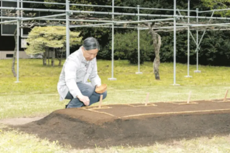 天皇陛下が皇居で種もみまき 農作業伝承の恒例行事をジャンパー姿で丁寧に実施