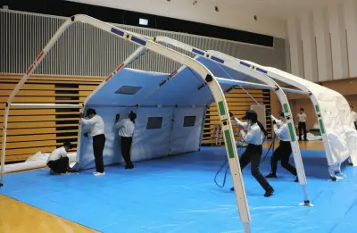 災害支援の新たな一手、日赤研究所と太陽工業が共同開発した大型テント「GREEN FLEX」