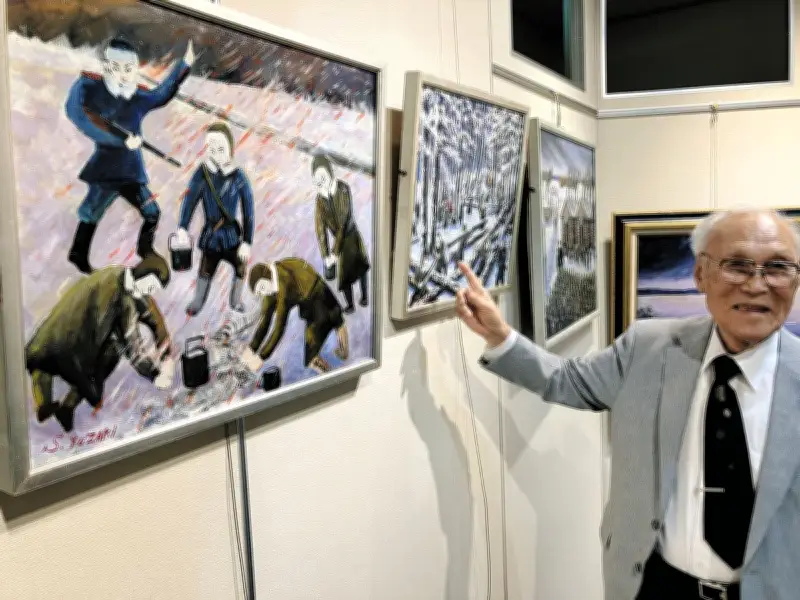 故勇崎さんのシベリア抑留画展、千代田区で17日まで 88作品展示