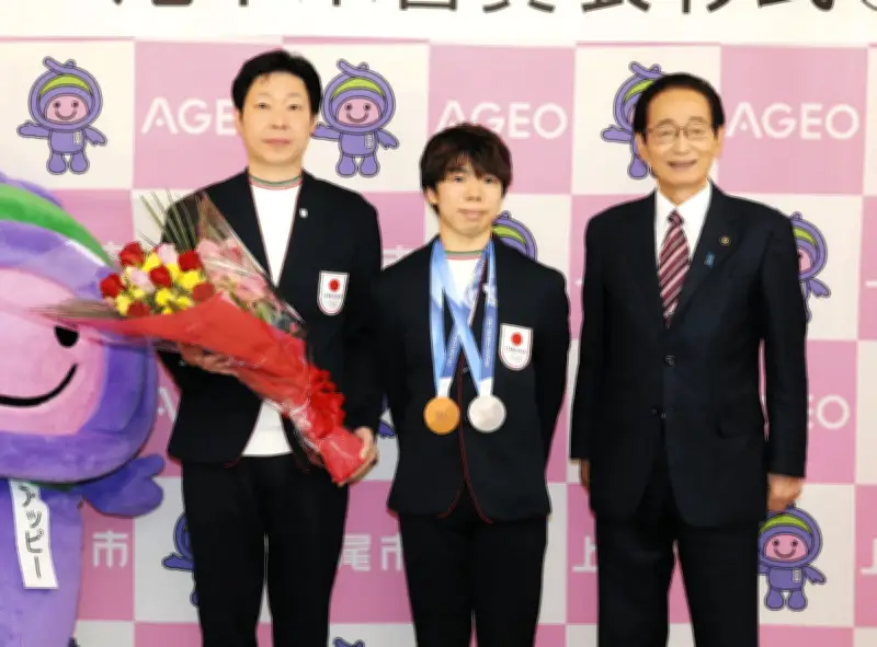 ミラノ五輪フィギュアでメダル獲得の佐藤駿選手に上尾市栄誉賞、さらなる高みへ