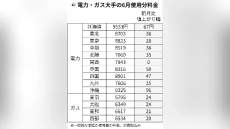 ６月電気料金、関西電力除く９社で値上がり…原油高が影響