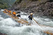 スリル満点！北山川観光筏下りが開幕、新緑の渓谷を疾走