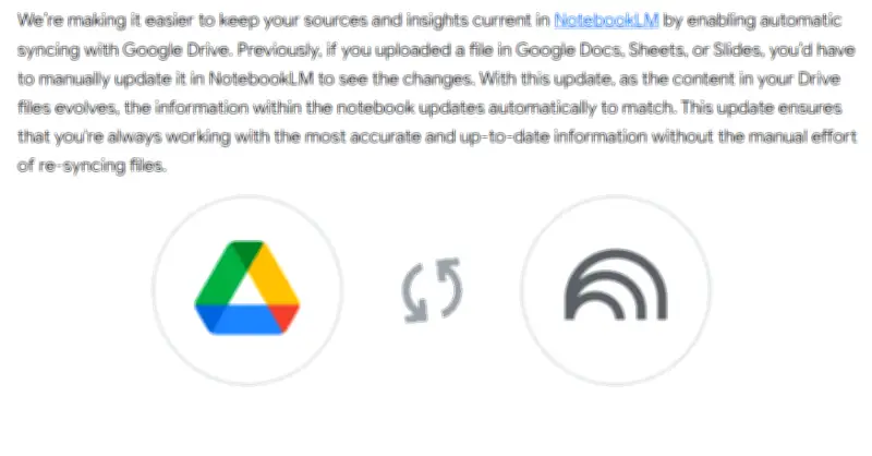 Google、NotebookLMにGoogleドライブとの自動同期機能を追加　ファイル変更を自動反映